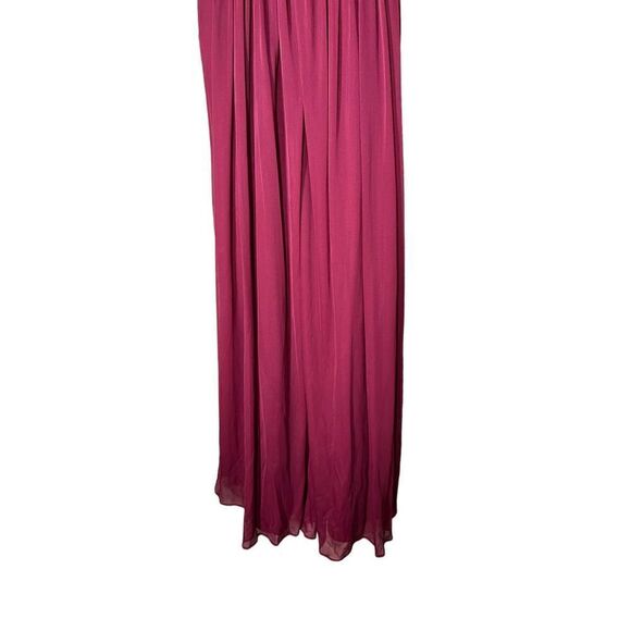 Dessy Girl Chiffon Knit Halter Full Length Burgundy Dress Junior Size 6 - Picture 7 of 9
